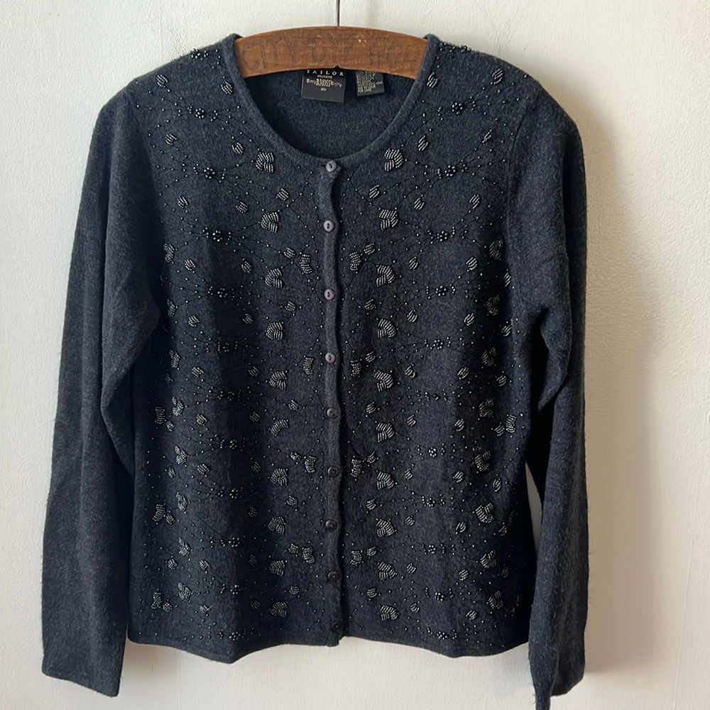 Vintage 90s Y2K B. Moss Beaded Cardigan Sweater.  Size Medium.